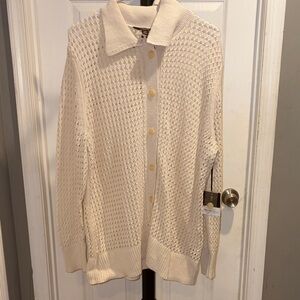 Simply Vera Vera Wang Cream/White Women's Cardigan